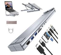 Civilizek 8-in-1 USB-C Laptop Stand, Adjustable Ergonomic Riser with Docking Station | 4k HDMI, 100w Pd, USB 3.0 Hub, Sd/Tf Reader, Foldable Portable Stand for Office and Home Use (8-in-1)