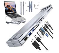 Civilizek 8-in-1 USB-C Laptop Stand, Laptop Stand Docking Station, 4K HDMI Output Ergonomic ElevationUSB-C Hub with 8 Essential Ports, Foldable 5Gbps USB-A & USB-C Ports for Travel, Office