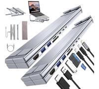 Civilizek 8-in-1 USB-C Laptop Stand, Portable Foldable Computer Notebook Cooling Stand for Desk, Adjustable Laptop Stands with Docking Station, with 4K HDMI, PD 100W, 2 USB 3.0 (2Pcs)
