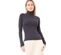 CIVILIZI 100% Extra Fine Merino Wool Women's Turtleneck Pullover 3D Seamless Roll Neck Jumper Fine Knit Soft Winter Sweater UK (Dark Greyish Purple, XL)