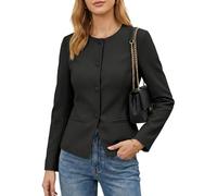 CiviRina Women's Professional Blazer, Adjustable Cinched Waist Fitted Office Jacket for Business Casual Outfits, Black, M