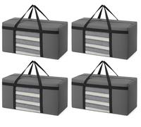 CIVJET 4 Pack Duffle Bag for Travel with Clear Window, 24 Gallons Foldable Travel Tote Carry on Luggage Duffle Overnight Bag for Women and Men, Large Collapsible Waterproof Suitcase, Grey