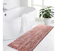 Civkor Bathroom Runner Rug Pink Bath Mat for Bathtub, Chenille Long Bathroom Rug Large 47x20 Inch Non Slip Backing Extra Soft and Absorbent Thick Shaggy Floor Mats, Machine Washable