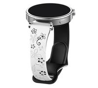 CIVO 18mm Flower Engraved Strap: Soft Silicone Two-Tone Sport Replacement Wristband Compatible with Apple/Huawei/Samsung Galaxy/Amazfit/Fossil/Garmin - Cute Floral Engraved Watch Bands for Women
