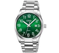 CIVO Analog Watches for Men Waterproof: Easy Read Big Numbers Luminous Hands Date for Men Stainless Steel Strap - Stylish Green Face Wristwatch for Work Daily Wear