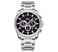 CIVO Clear Chronograph Mens Watch: Three Contrast Subdials for Precision Stainless Steel Strap - Stylish Functional Gift 47mm