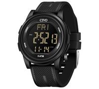 CIVO Digital Mens Watches Waterproof: Black Silicone Wrist Watch with Stopwatch Alarm Date - LED Large Face Easy to Read for Men - Outdoor Sports