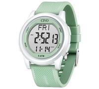 CIVO Digital Watches for Women Men: Green Waterproof Silicone Sports Wrist Watch with Stopwatch Alarm Date - LED Back Light Large Face Easy to Read