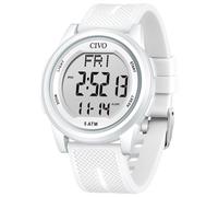 CIVO Digital Watches for Women Men: White Waterproof Silicone Sports Wrist Watch with Stopwatch Date Alarm - LED Back Light Large Face Easy to Read