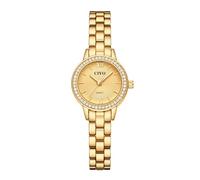 CIVO Professional Ladies Watches Analogue: Gold Sparkling Diamond and CD Sunray Dial - Small Waterproof Stainless Steel Dress Watch - for Working Women Business Attire Office Wear
