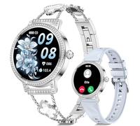 CIVO Smartwatch Women Fitness Tracker: Bluetooth Call 110+ Sport Modes Tracker Smart watch Compatible with Android iOS - Silver 4-Leaf Clover/Silicone Strap for Gym Outdoor Daily Use