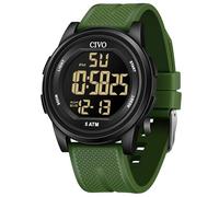 CIVO Sports Digital Watches Men: Waterproof Ultra-Thin Big Face Watch Suitable for Larger Wrists - Army Green Silicone Wristwatch with Stopwatch Alarm for Outdoor Enthusiast - Running & Hiking