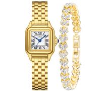 CIVO Square Womens Watch Analog: Gold Vintage Roman Numerals