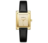 CIVO Stylish Gold Watches for Women: Minimalist Rectangular Analog Wrist Watch with Black Leather Strap - Elegant Casual Dress Watch for Career Females - Valentine’s Day & Anniversary