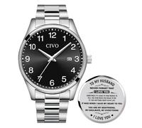 CIVO Watches Men Stylish Stainless: Silver Analogue Quartz - Waterproof Easy to Read Wristwatch with Date - Gifts for Husband Father at Birthday Anniversary