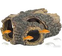 Civore Resin Fake Logs Aquarium Decor,Resin Fake Logs Fish Tank Decorations, Aquarium Hideout Cave for Fish, Small Turtles & Reptiles, Ideal for Up to 20 Gallon Tanks