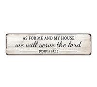 CIVOTIL As for Me and My House We Will Serve the Lord Metal Tin Sign, Bible Verse Art Decor for the Home, Kitchen, Living Room, 4"x16"