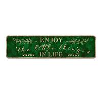 CIVOTIL Enjoy The Little Things In Life Quote Wall Décor, Decorative Rustic Tin Hanging Sign for Living Room Bedroom Outdoor 4" X 16"