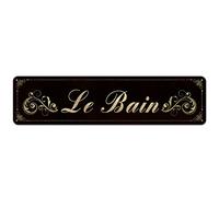 CIVOTIL Le Bain French Country Bathroom Signs Tin Plaque for Home Décor 4" x 16"