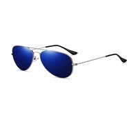 CiwDehuanle Pilot Sunglasses - Men's & Women's Unisex Black Polarised with UV400 Protection - Classic Vintage Style Ultralight Shades for Driving, Fishing & Running (5-Silver/Blue)