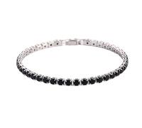 CiwDehuanle Tennis Bracelets for Women, Silver & Crystal Bracelet - for Mum, Sisters, Friends, Adjustable Slider, 4MM Multi-Colour Crystals, Diamond Zirconia. (Black)