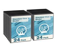 CIXILDTS 0.5-inch Round Ring Binder, Durable 1/2" 3 Ring Binder Fit Letter Size Paper, Black, 24-Pack