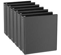 CIXILDTS 1.5-inch Round Ring Binder, Durable 1-1/2'' 3 Ring Binder Fit Letter Size Paper, Presentation View Binders, Black, 6-Pack