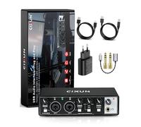 CIXUN External Sound Card,2×2 USB-C Audio Interface for PC,24Bits/192kHz, Dual TS/XLR Inputs,+48V Phantom Power,for Studio/Podcast/Live Stream (Black))