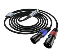 CIXUN USB C to Dual XLR Male Audio Cable,USB C to 2 XLR Male 32Bit/384Khz Stereo Audio Cable, Mobile Phone USB c Connection Active Speaker, Power Amplifier (2M/6.6Ft)