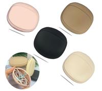 CIXVOEMK Silicone Headphone Organizer - Data Cable Storage Case - Mini Magnetic Storage Box - Portable Wired Headset Storage Bag (Black -Beige- Brown - Nude)