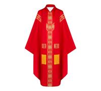 CIYASHEH Unsex Catholic Priest Chasuble Church Mass Vestment Robe Round Collar Robe with Pastor Stole