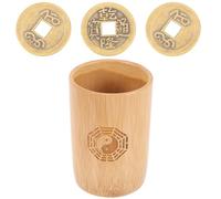 CIYODO 1 Set Bamboo Fortune Bucket with Copper Coins Traditional Divination Game Tools for Feng Shui Calculations and Fun for Special Occasions and Home Decoration
