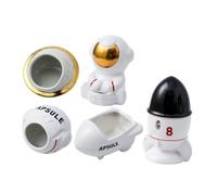 CIYODO 1 Set Space Themed Hamster Feeder Ceramic Food Bowl Cartoon Spaceship Bathtub and Chinchilla Hideout for Hamsters Hedgehogs and Pets Collection