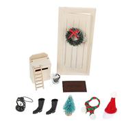 CIYODO 1 Set Xmas Mini Door Ornaments Kit for Dollhouse Decoration Unique Tiny Landscape Decor for Christmas Scenes Safe Fun for Adults for DIY Miniature Homes
