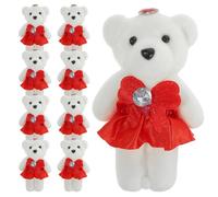 CIYODO 10 Pcs Red Plush Bear Doll Wedding Car Decorations, Soft Stuffed Animal Bears for Valentine’S Day and Home Ornament Set