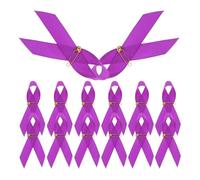 CIYODO 100pcs Purple Awareness Ribbon Brooch Pins with Lightweight Polyester and Metal Material, Secure Attachment for Clothing, for Formal Occasions and Charity Events