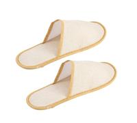 CIYODO 10Pairs Disposable Guest Slippers Non-slip Cotton Linen Material Comfortable Spa and Hotel Use for Home and Travel One Fits All Beige