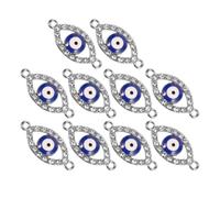 CIYODO 10pcs Evil Eye Charm Women Alloy Blue DIY Pendant for Bracelet | Rhinestone Connector for Earring and Necklace Crafts, Sturdy Fading Resistance, Unique Design