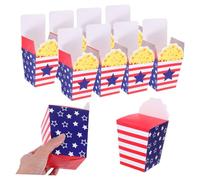 CIYODO 10Pcs Foldable American Flag Print Treat Containers for July Parties Fun Popcorn Style Boxes for Family Gatherings and Outdoor Events