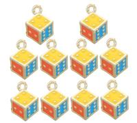 CIYODO 10pcs Metal Cubic Dice Charms with Eyelet Loop for Jewelry Making Dangle Miniature Luck Ornaments Versatile Pendants for Bracelets Earrings Keychains and Hanging Decorations