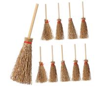 CIYODO 10pcs Mini Broom Witch Broomsticks Straw Material for Halloween Craft and Adult Costume Accessories