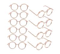CIYODO 10pcs Mini Metal Doll Glasses Props Rose Gold Doll Dress Up Accessories Lightweight Costume Eyewear for Photography