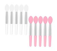 CIYODO 10pcs Mini Silicone Lip Gloss Applicators Portable Makeup Lip Brush for Travel Soft Elastic Brush Heads in White and Pink