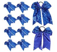 CIYODO 10pcs Sequin Cheer Bows for Teens Hair Accessories Sparkling Ribbon Hair Bows Elastic Ponytail Holders for Cheerleading Dance Stage