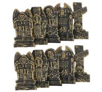 CIYODO 10pcs Small Halloween Tombstone Mixed Style Fake for Party Decorations Lightweight Prank Props for Spooky Graveyard Scenes