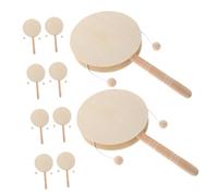 CIYODO 10pcs Wooden Rattle Drum Unpainted DIY Craft Percussion for Creative Painting and Early Learning Safe Natural Wood Shakers for Preschool Art Activities