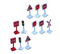 CIYODO 11Pcs Mini Traffic Sign for Educational Road Indicators Kindergarten Teaching Aids with Realistic Traffic Signal Models for Early Transportation Learning and DIY Sand Table Play