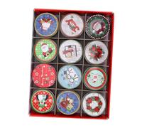 CIYODO 12 Pcs Christmas Candy Storage Tinplate Boxes Iron Gift Containers with Adorable Cartoon Patterns for Party Favors Cookies Snacks Wedding and Holiday Celebrations