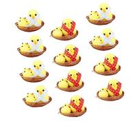 CIYODO 12 Pcs Easter Mini Chick Ornaments Yellow Practical Teaching Models Funny Photo Props Party Decorations for Festive Home Desk Cabinet Display