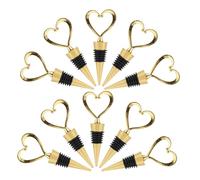 CIYODO 12 Pcs Golden Alloy Heart-Shaped Wine Bottle Stoppers Sealing Corks for Red Wine Preservation Anti-Oxidation Isolation Stopper Easy to Use and Clean